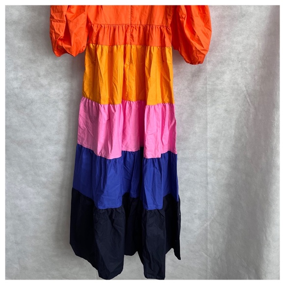 FARM RIO Tiered Colorblocked 3/4 sleeve Maxi Dress XS - Picture 13 of 17